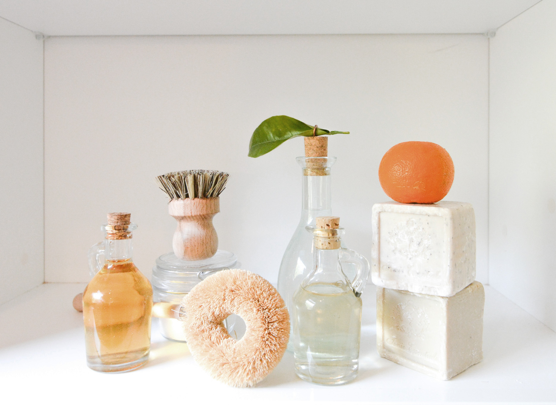 DIY cleaners on shelf